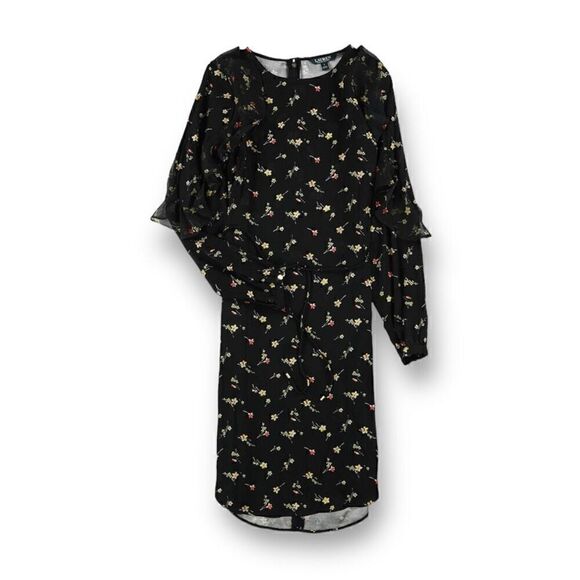 Ralph Lauren Ruffle Floral Dress Size 12 - Picture 1 of 8